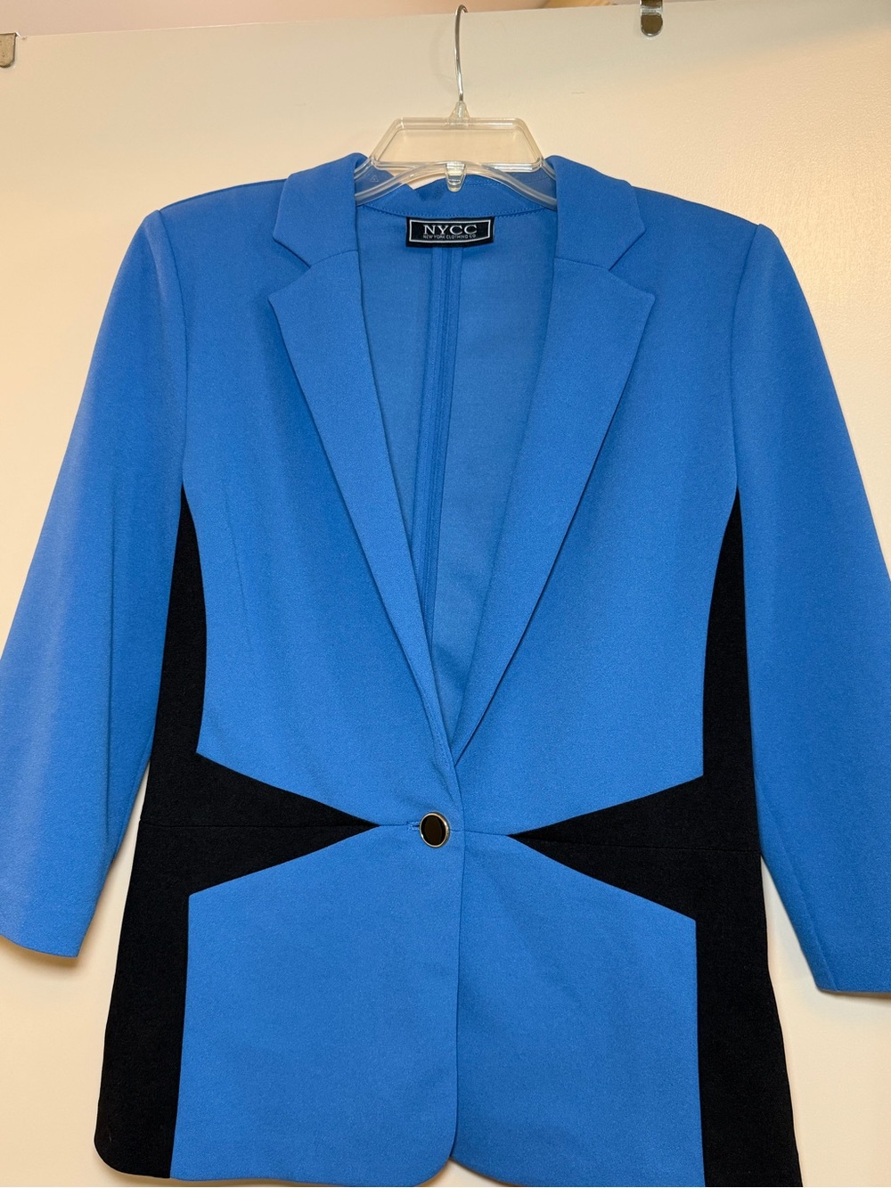 NYC Blue and Black Colorblock Single-Button Blazer